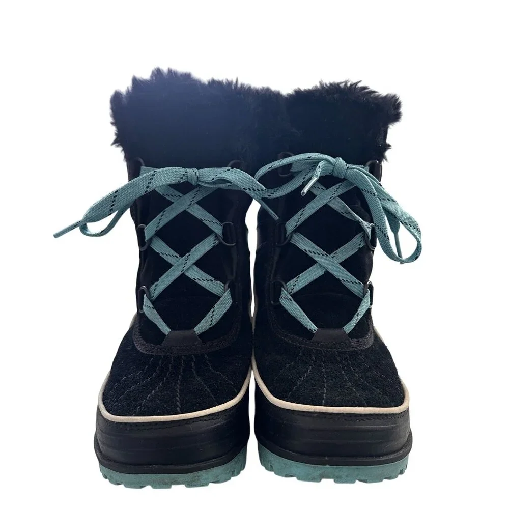 Sorel Women's Tivoli II Lace Up Boots Black and Blue Size 5